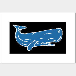 Blue Whales Vintage Handdrawn Illustration Posters and Art